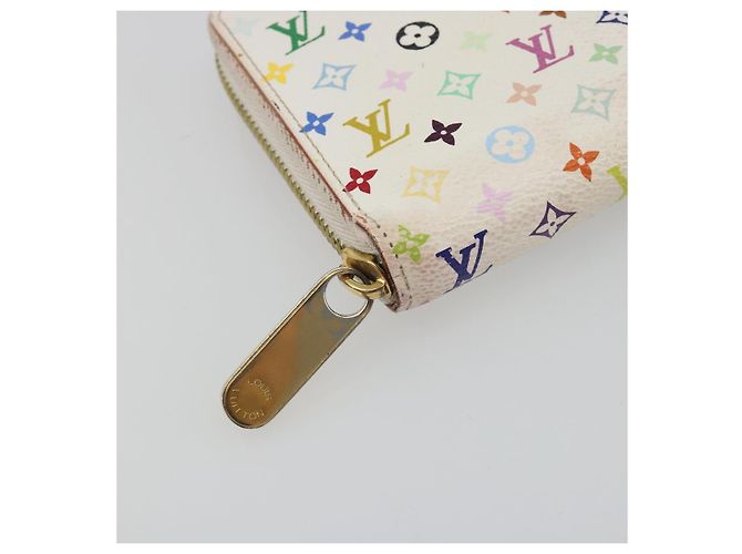 LOUIS VUITTON Monogram Multicolor Zippy Long Wallet White M60241 LV Auth 193587 Bianco - vista 8