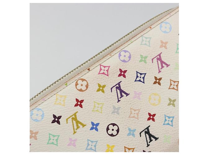 LOUIS VUITTON Monogram Multicolor Zippy Long Wallet White M60241 LV Auth 193587 Bianco - vista 9