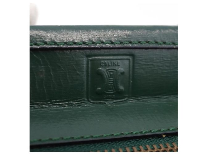Céline Borsa CELINE in pelle 2way Verde Oro Auth bs36506 D'oro - vista 18