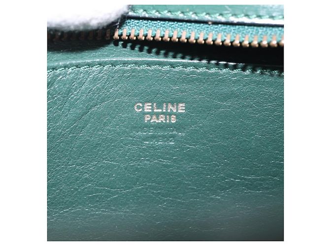Céline Borsa CELINE in pelle 2way Verde Oro Auth bs36506 D'oro - vista 19