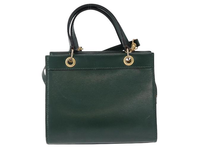 Céline Borsa CELINE in pelle 2way Verde Oro Auth bs36506 D'oro - vista 2