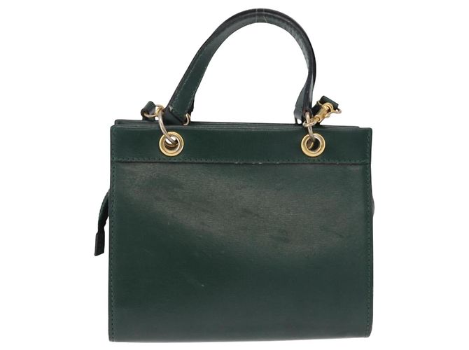 Céline Borsa CELINE in pelle 2way Verde Oro Auth bs36506 D'oro - vista 3