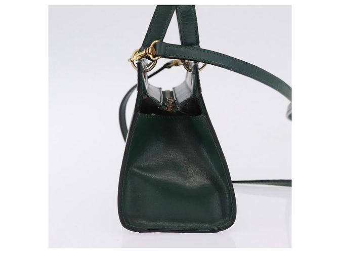 Céline Borsa CELINE in pelle 2way Verde Oro Auth bs36506 D'oro - vista 5