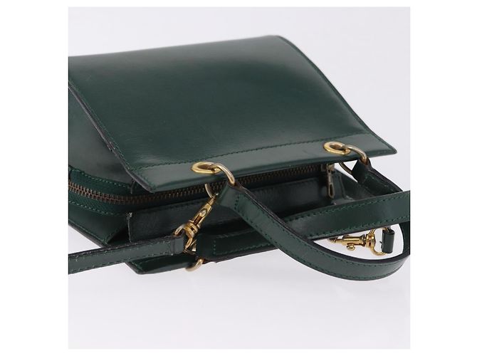 Céline Borsa CELINE in pelle 2way Verde Oro Auth bs36506 D'oro - vista 6