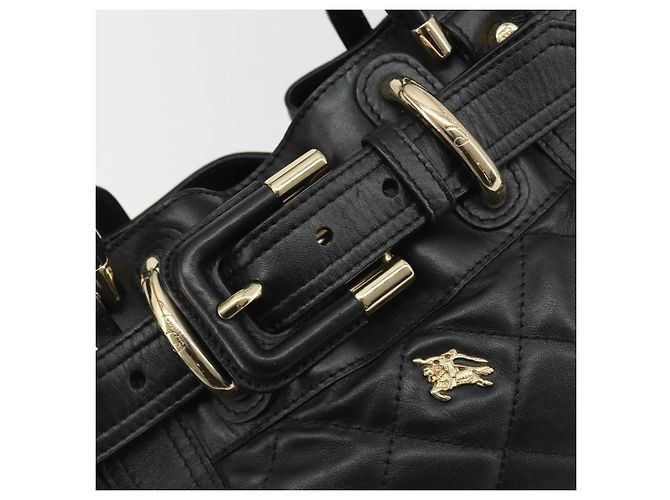 BURBERRY Borsa a mano in pelle nera e oro Auth am12226V Nero D'oro - vista 15