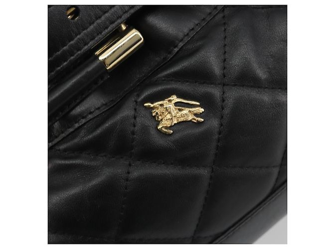 BURBERRY Borsa a mano in pelle nera e oro Auth am12226V Nero D'oro - vista 16