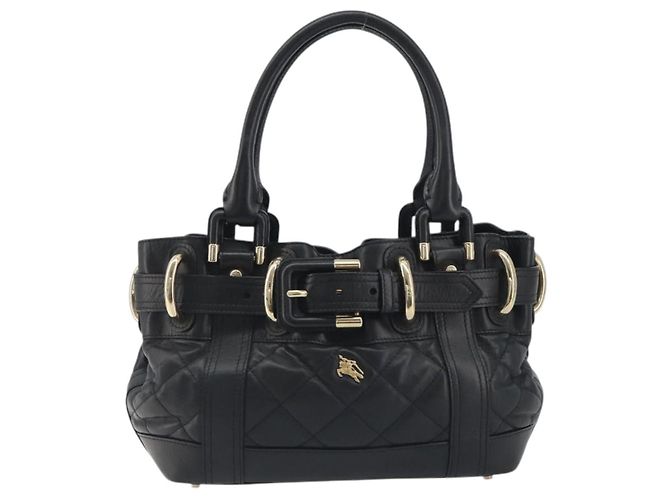 BURBERRY Borsa a mano in pelle nera e oro Auth am12226V Nero D'oro - vista 2