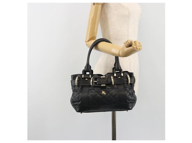BURBERRY Borsa a mano in pelle nera e oro Auth am12226V Nero D'oro - vista 26