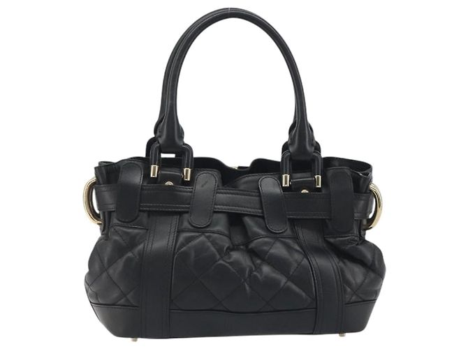 BURBERRY Borsa a mano in pelle nera e oro Auth am12226V Nero D'oro - vista 3