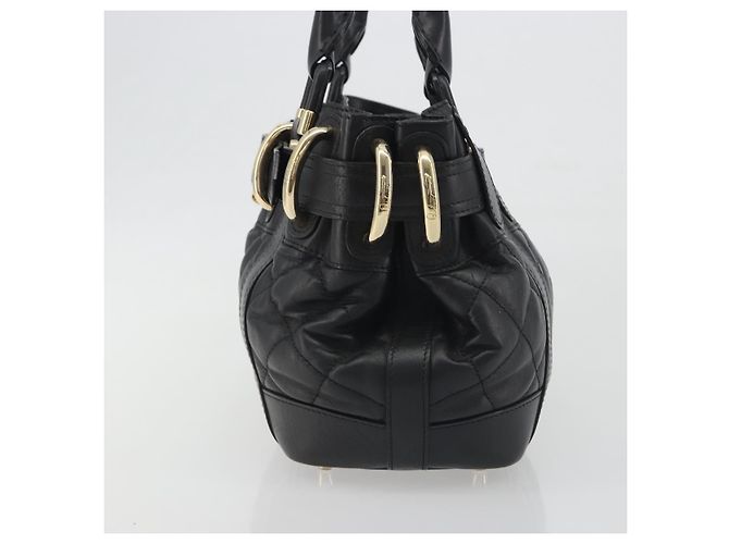 BURBERRY Borsa a mano in pelle nera e oro Auth am12226V Nero D'oro - vista 4