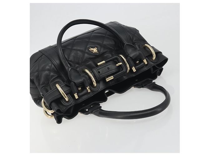 BURBERRY Borsa a mano in pelle nera e oro Auth am12226V Nero D'oro - vista 6