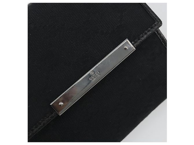 Cartera Bifold GUCCI GG Canvas Negra Plata 112664 Auth BA14621A - vista 12