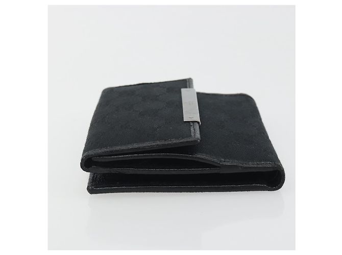Cartera Bifold GUCCI GG Canvas Negra Plata 112664 Auth BA14621A - vista 5