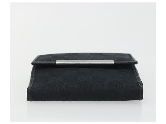 Cartera Bifold GUCCI GG Canvas Negra Plata 112664 Auth BA14621A - vista 7