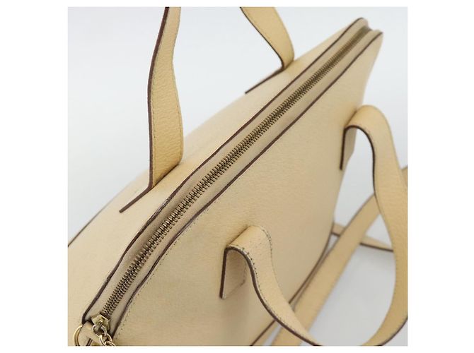 Céline Borsa CELINE in pelle 2way Avorio Oro Auth 193579 D'oro Crudo - vista 6