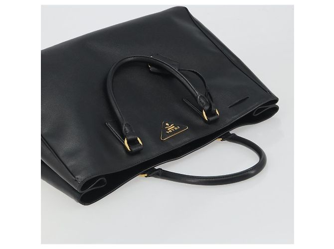 Borsa PRADA Galleria in pelle Saffiano Nero Oro Auth 194656V D'oro - vista 6