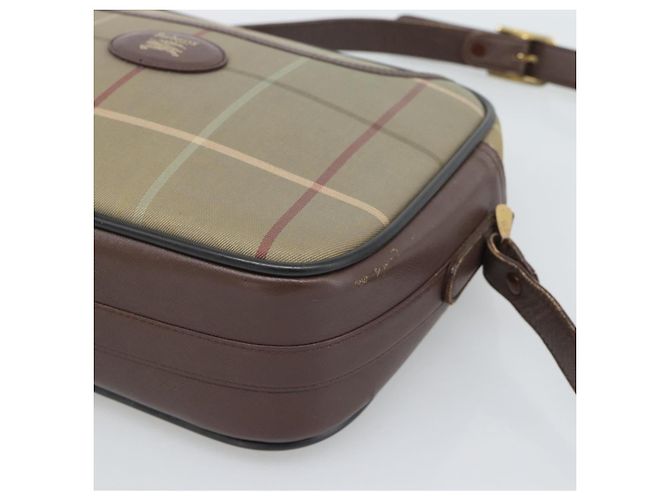 Borsa a Spalla Burberrys Nova Check in Tela Beige e Tonalità Oro Auth ka5489 - vista 10