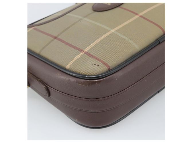 Borsa a Spalla Burberrys Nova Check in Tela Beige e Tonalità Oro Auth ka5489 - vista 11