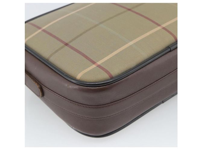 Borsa a Spalla Burberrys Nova Check in Tela Beige e Tonalità Oro Auth ka5489 - vista 13