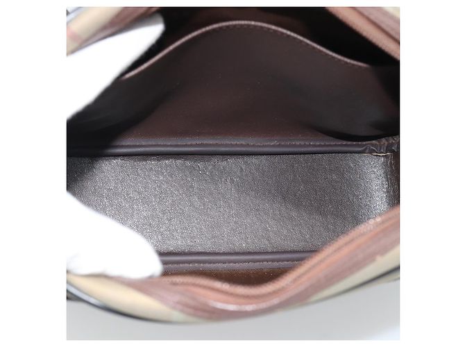 Borsa a Spalla Burberrys Nova Check in Tela Beige e Tonalità Oro Auth ka5489 - vista 15
