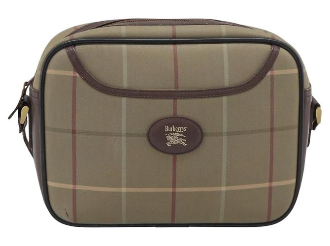 Borsa a Spalla Burberrys Nova Check in Tela Beige e Tonalità Oro Auth ka5489 - vista 2