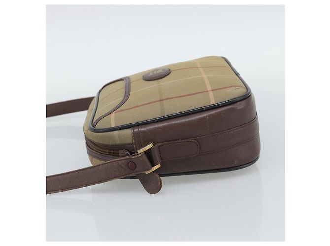 Borsa a Spalla Burberrys Nova Check in Tela Beige e Tonalità Oro Auth ka5489 - vista 4