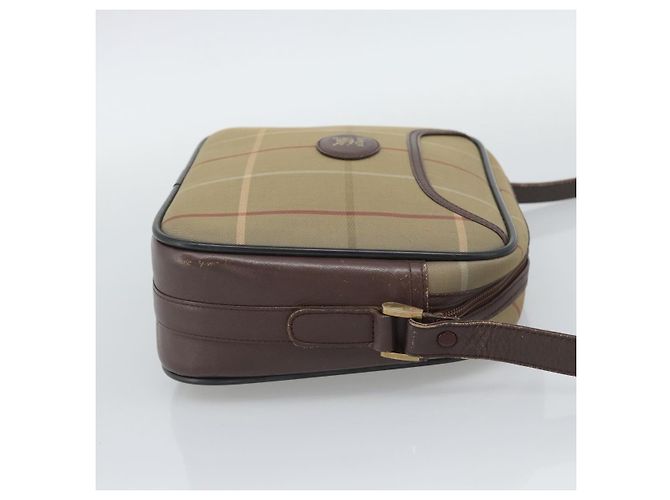 Borsa a Spalla Burberrys Nova Check in Tela Beige e Tonalità Oro Auth ka5489 - vista 5