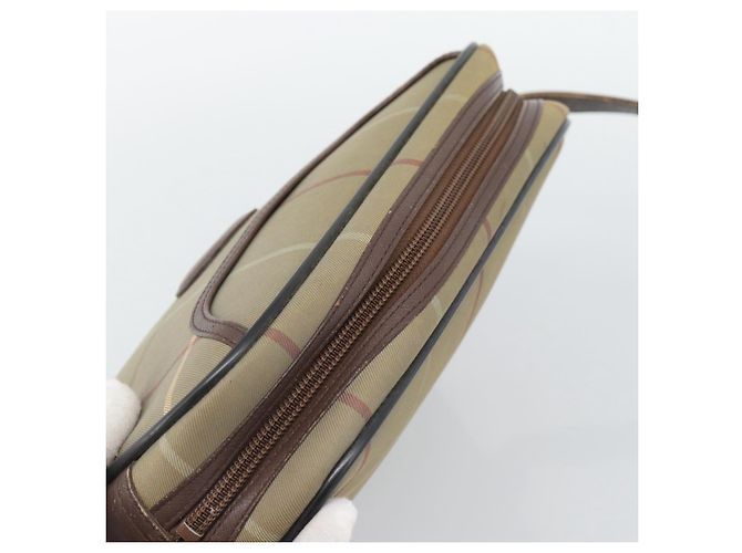 Borsa a Spalla Burberrys Nova Check in Tela Beige e Tonalità Oro Auth ka5489 - vista 6