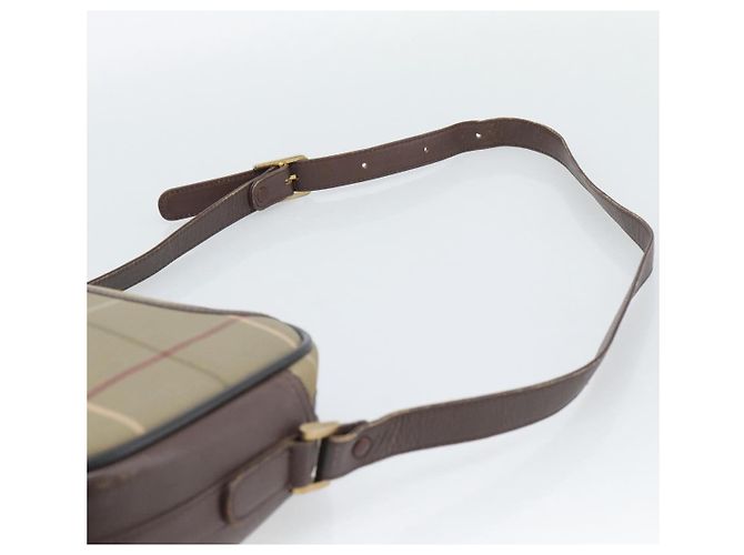 Borsa a Spalla Burberrys Nova Check in Tela Beige e Tonalità Oro Auth ka5489 - vista 8
