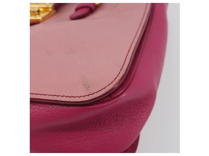 Borsa Miu Miu Madras in Pelle 2way Rosa Oro Auth 194746A D'oro - vista 12