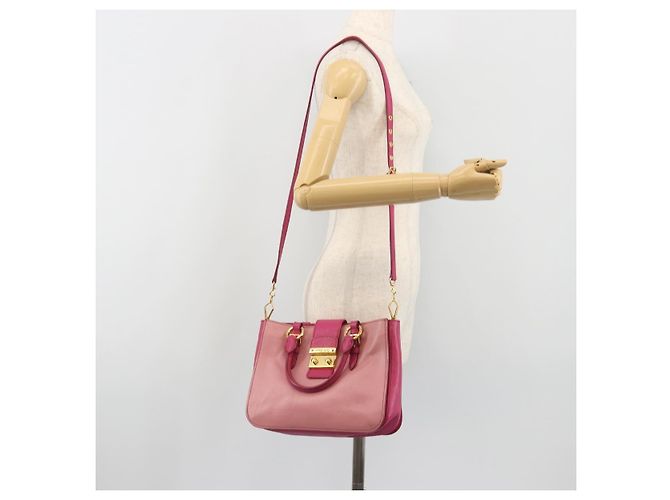 Borsa Miu Miu Madras in Pelle 2way Rosa Oro Auth 194746A D'oro - vista 29