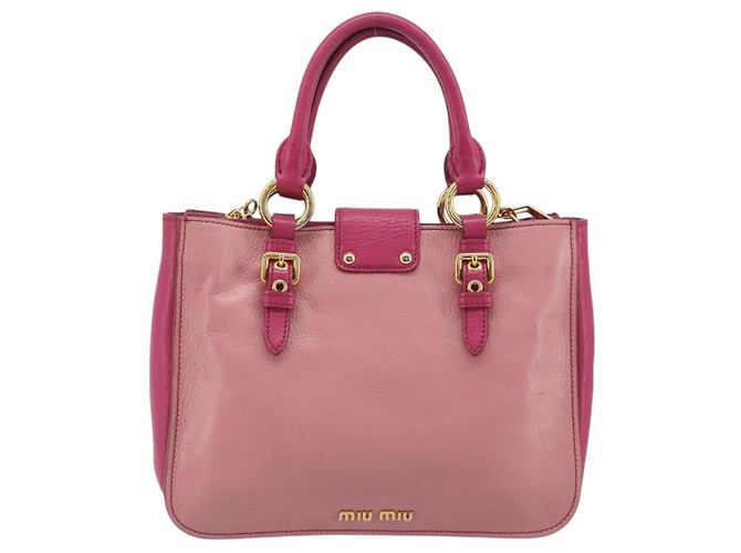 Borsa Miu Miu Madras in Pelle 2way Rosa Oro Auth 194746A D'oro - vista 3