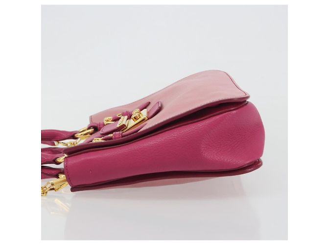 Borsa Miu Miu Madras in Pelle 2way Rosa Oro Auth 194746A D'oro - vista 5