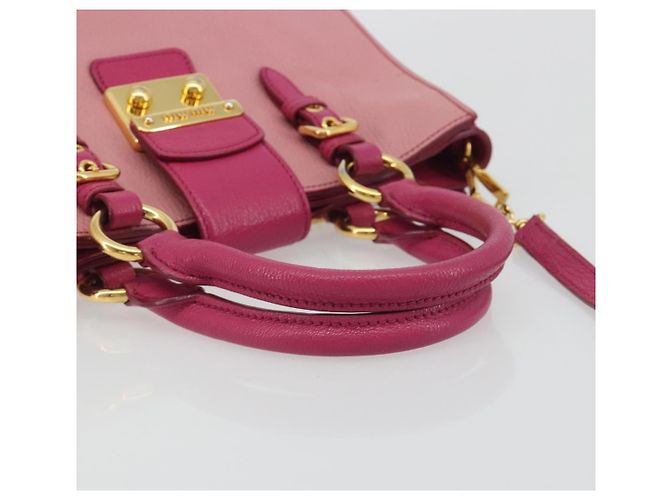 Borsa Miu Miu Madras in Pelle 2way Rosa Oro Auth 194746A D'oro - vista 7