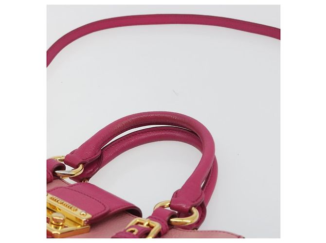 Borsa Miu Miu Madras in Pelle 2way Rosa Oro Auth 194746A D'oro - vista 8