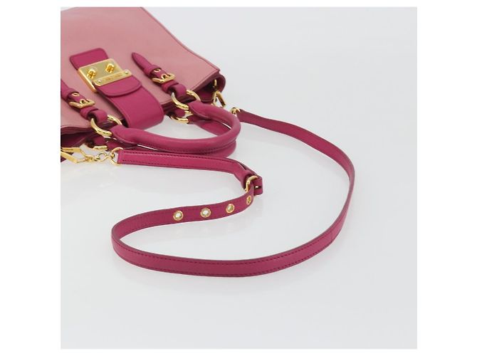 Borsa Miu Miu Madras in Pelle 2way Rosa Oro Auth 194746A D'oro - vista 9