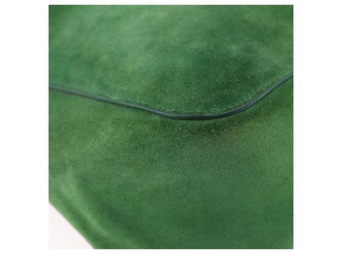 Céline Borsa a Spalla con Catena CELINE in Scamosciato Verde e Oro Autentica 193356A D'oro - vista 10