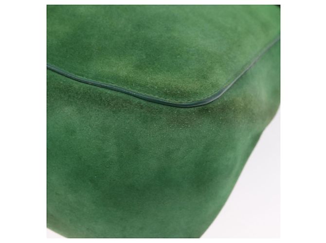 Céline Borsa a Spalla con Catena CELINE in Scamosciato Verde e Oro Autentica 193356A D'oro - vista 11