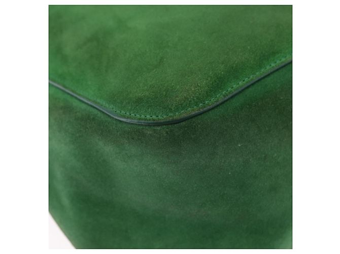 Céline Borsa a Spalla con Catena CELINE in Scamosciato Verde e Oro Autentica 193356A D'oro - vista 12