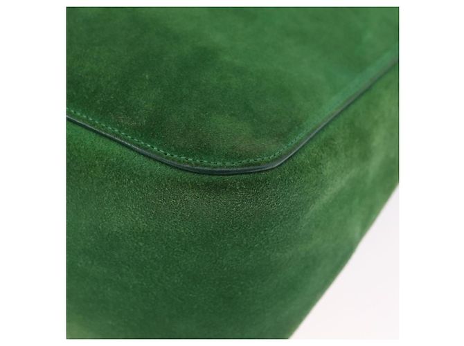 Céline Borsa a Spalla con Catena CELINE in Scamosciato Verde e Oro Autentica 193356A D'oro - vista 13