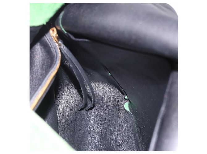 Céline Borsa a Spalla con Catena CELINE in Scamosciato Verde e Oro Autentica 193356A D'oro - vista 18