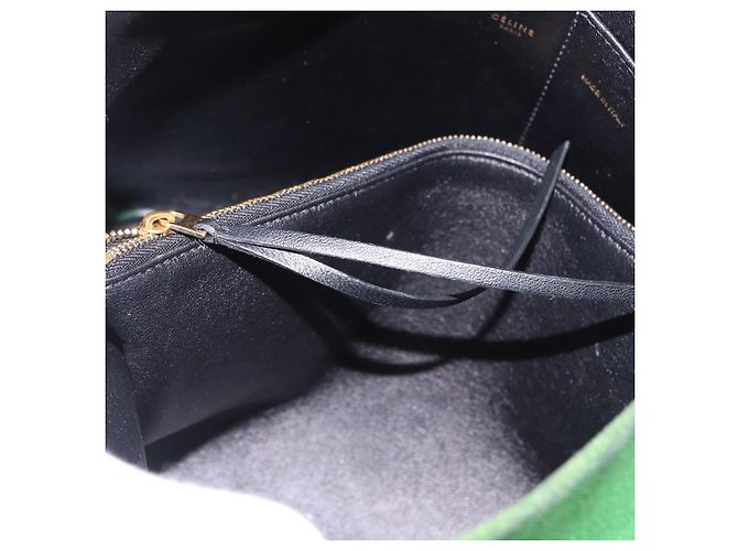 Céline Borsa a Spalla con Catena CELINE in Scamosciato Verde e Oro Autentica 193356A D'oro - vista 20