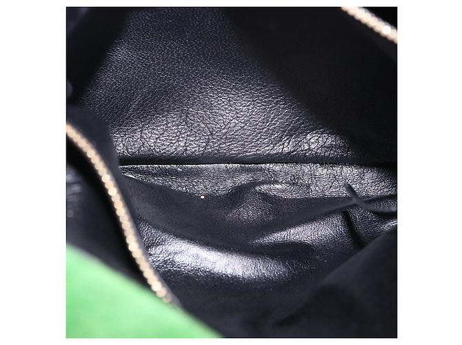 Céline Borsa a Spalla con Catena CELINE in Scamosciato Verde e Oro Autentica 193356A D'oro - vista 21