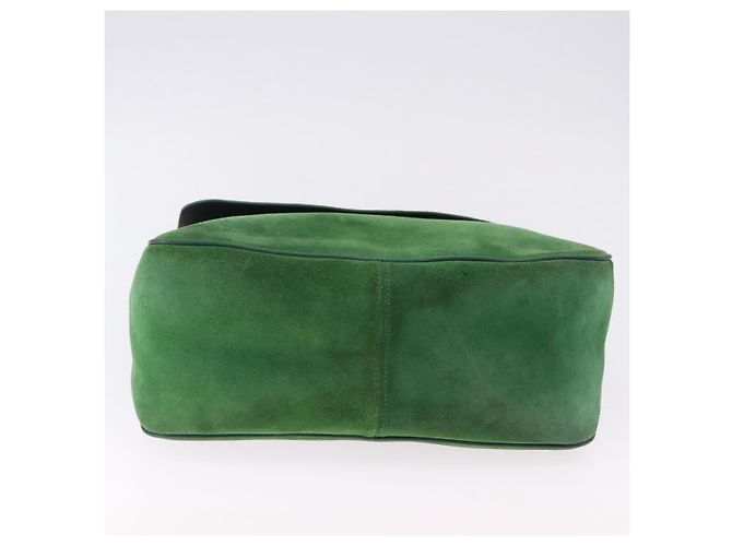 Céline Borsa a Spalla con Catena CELINE in Scamosciato Verde e Oro Autentica 193356A D'oro - vista 9