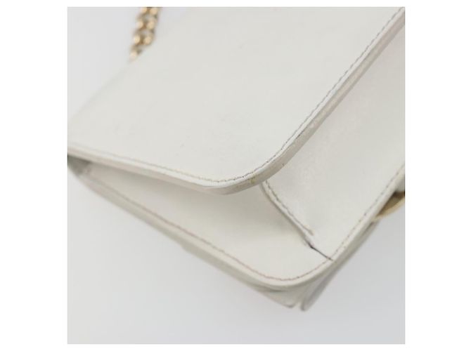 Borsa a Spalla Salvatore Ferragamo Vala Chain in Pelle Bianca e Oro Autentica 192429 - vista 15