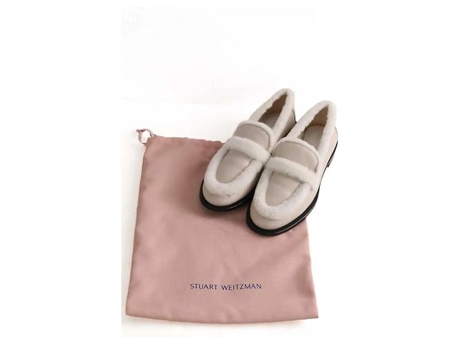 Mocassini Stuart Weitzman in pelle ecru Crudo - vista 8