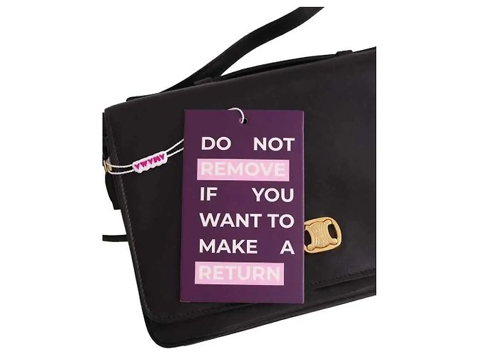 Céline Messenger Triomphe Mini Bolsa Preta Couro Preto - vista 5
