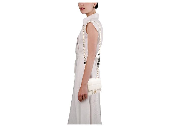 Bolsa CHANEL Timeless/Classique em Couro Branco - 103771 - vista 12