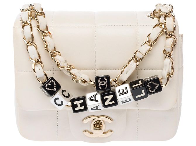Bolsa CHANEL Timeless/Classique em Couro Branco - 103771 - vista 2