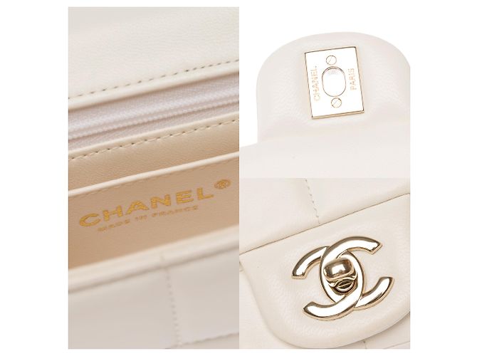 Bolsa CHANEL Timeless/Classique em Couro Branco - 103771 - vista 6